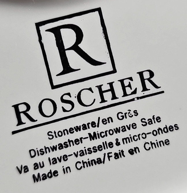 6 Roscher Crackle Glass Green Dinner Plates Set Elegant Stoneware Table Dish Lot