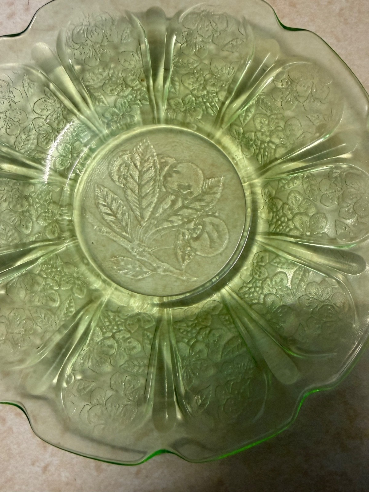 Jeannette Cherry Blossom Green Cup and Saucer Sets 2 1/4