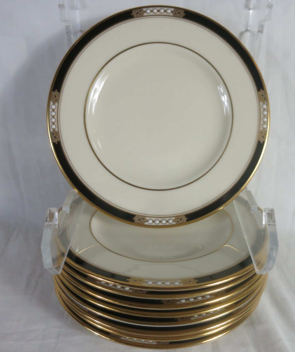 Lenox Hancock Gold Black Presidential Collect Bread Plate Raised Dots 6 3/8″