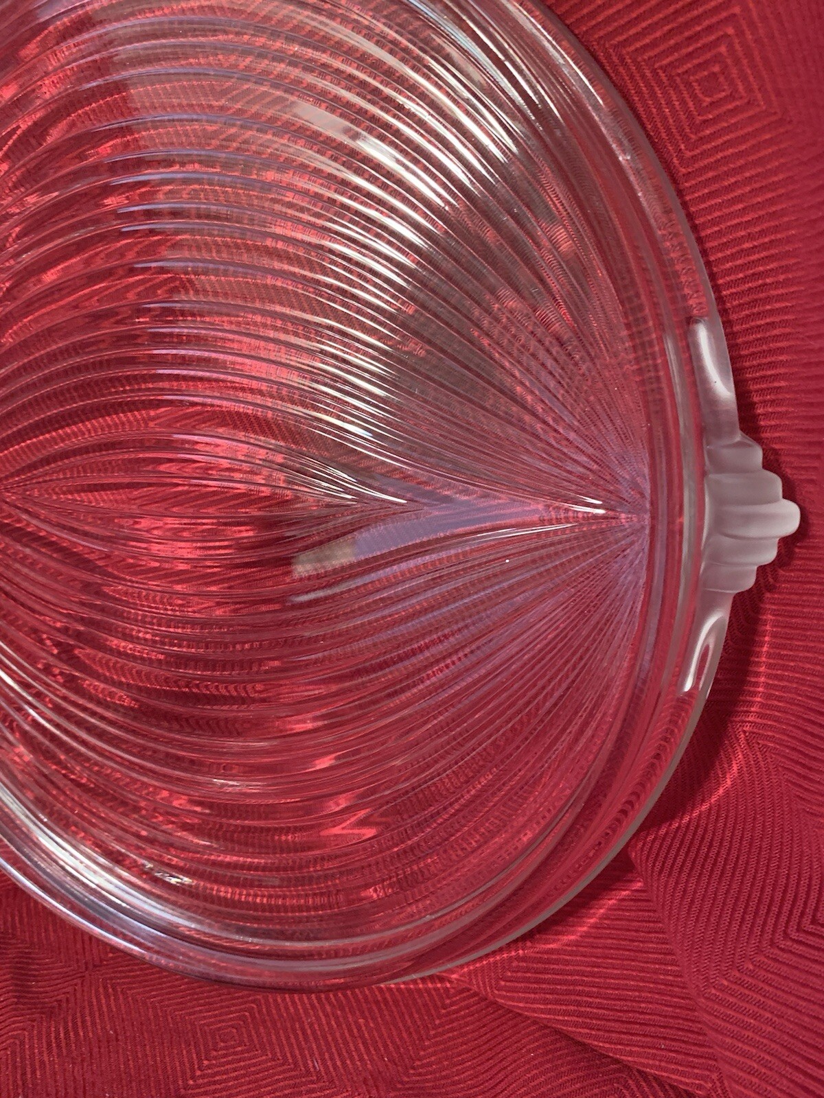 Mikasa Walther Neoclassical Crystal Ribbed Round Frosted Handles 13”Platter EUC