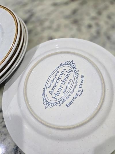 Vintage Hearthside Stoneware Berries’n Cream Dinner PLATE – 5 Plates 10.5″