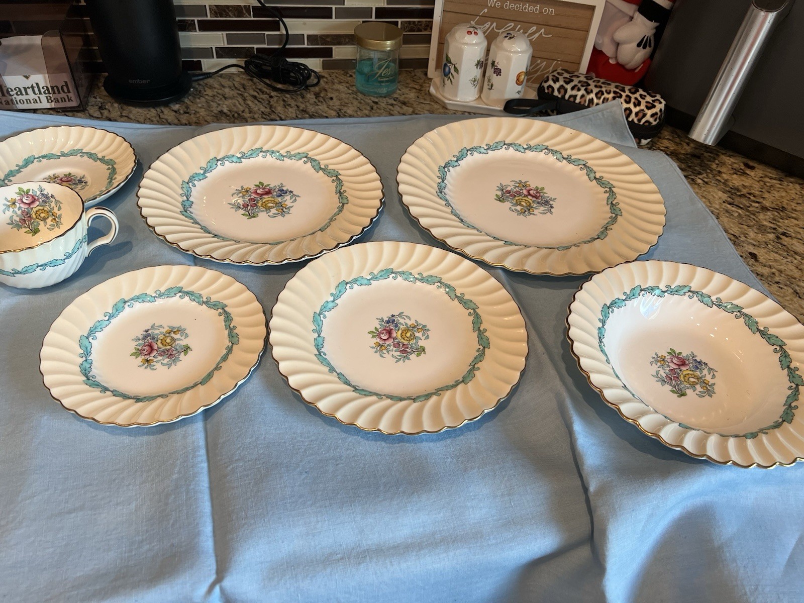 Minton Ardmore Bone China-12 (7 Piece) Place Settings + 15” Platter PICK UP ONLY