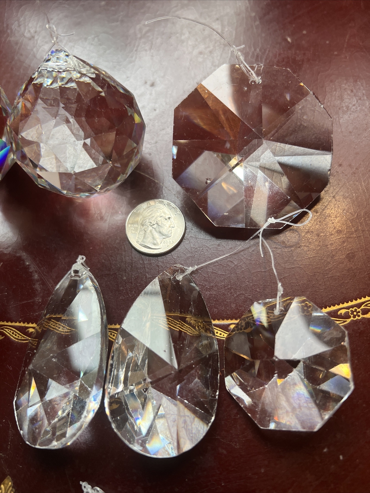 Window crystal pendant with many facets of diamond cutting process beautiful 8pc