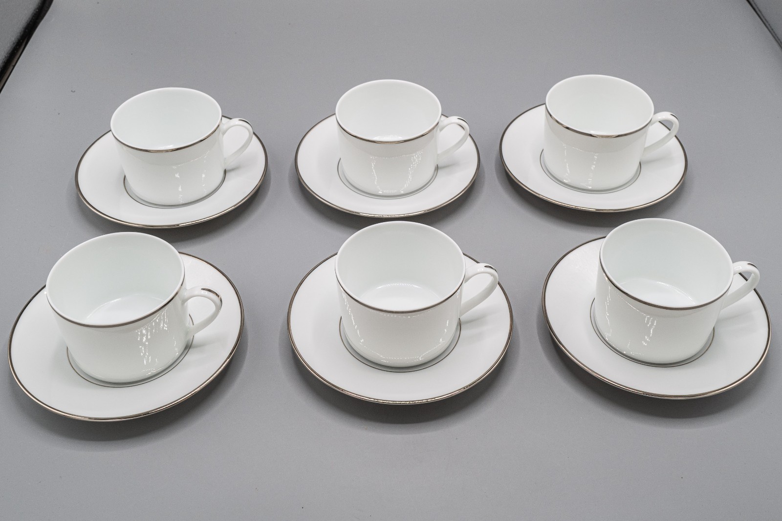 Bernardaud Limoges Cristal Flat Cup & Saucers Set of 6 – FREE USA SHIPPING