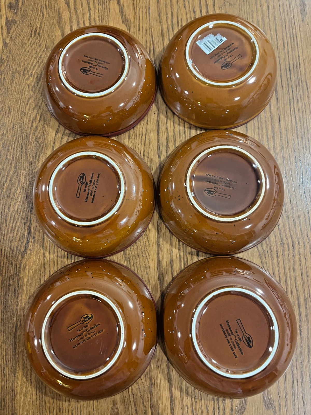 6 New BETTY CROCKER SoupCEREAL BOWLS Harmony Collection Burnt Orange/MAROON Rare
