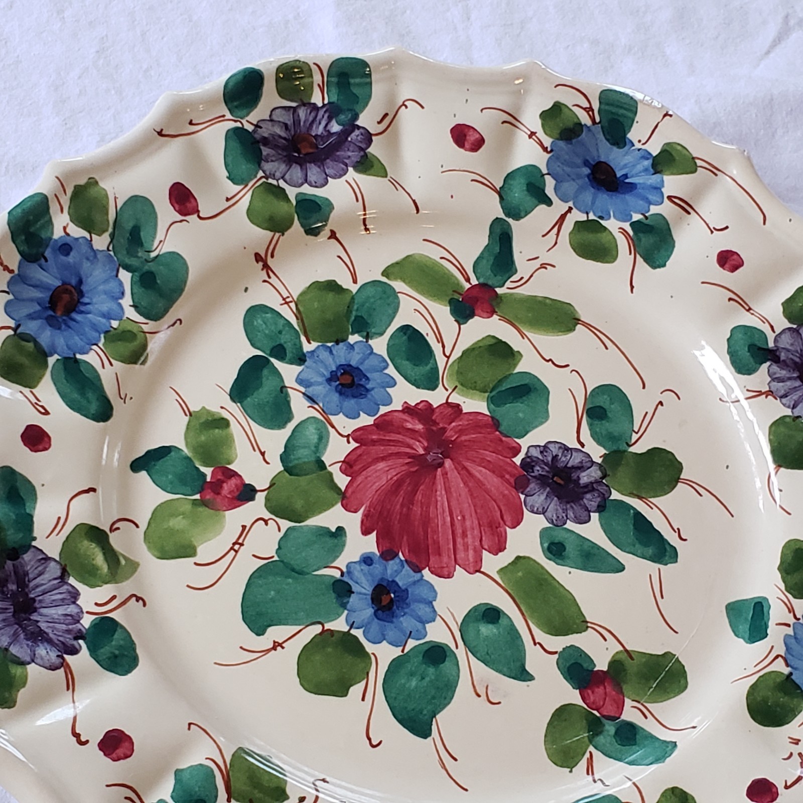Set of 3 Plates Nico Italy Vintage Hand-Painted Florita Earthenware Pattern