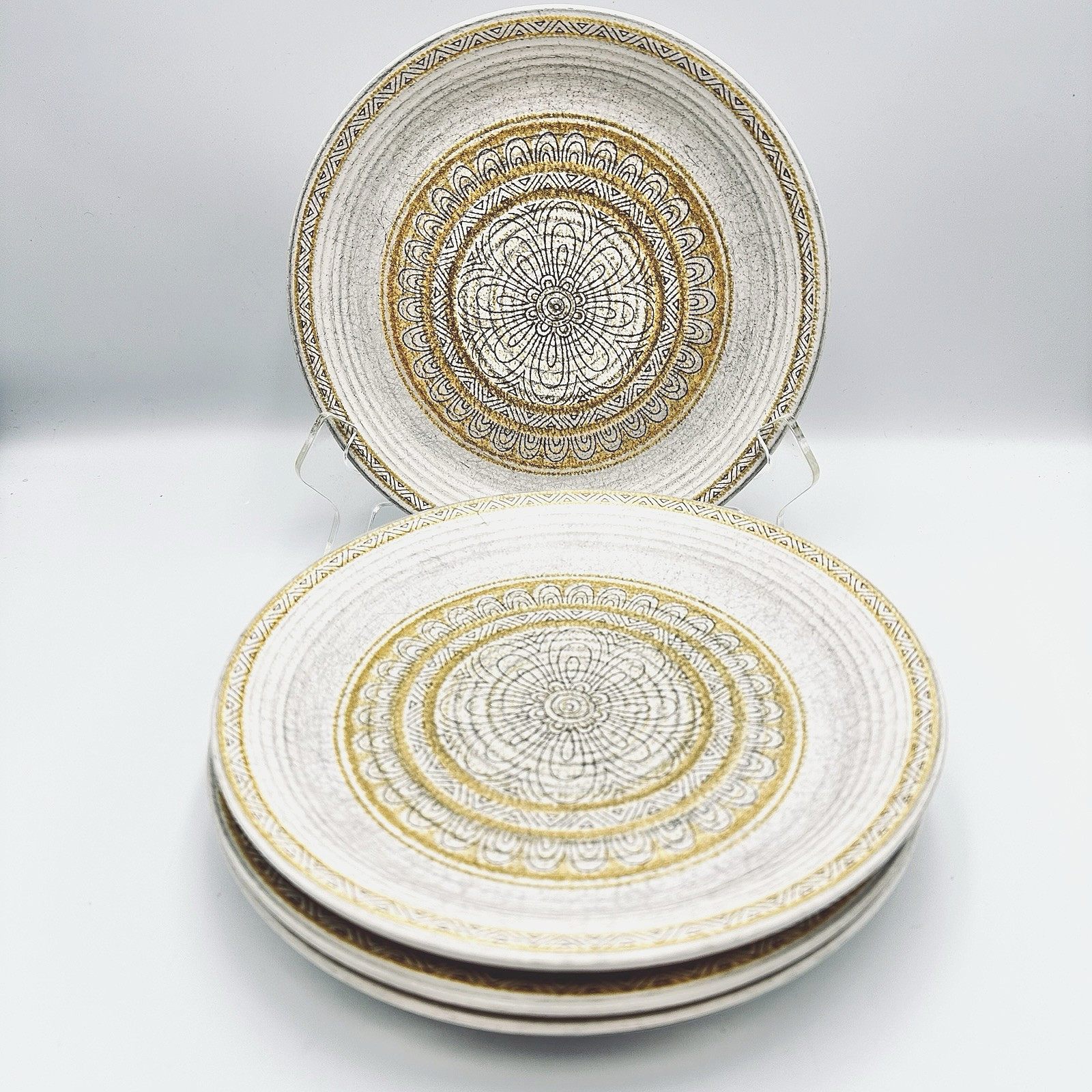 Set of 4 Vtg Franciscan Earthenware Hacienda Gold 8.25″ Salad Plate MCM Preloved