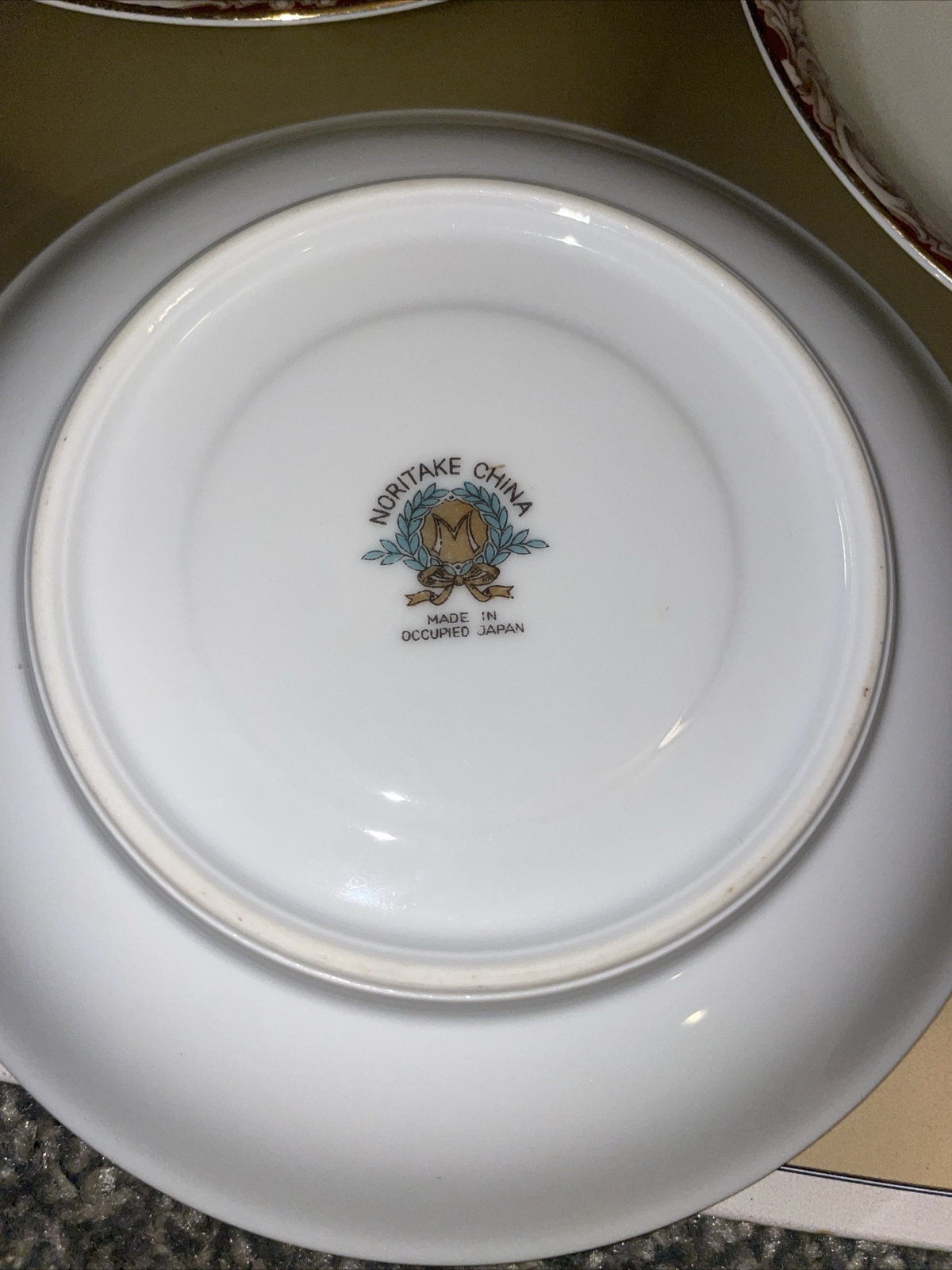 Noritake China Harmony 3906 Gold Trim, Red Brown Floral- TEACUP SAUCERS Lot Of 5
