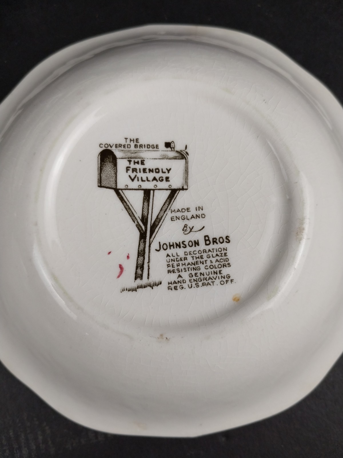 Vtg Johnson Brothers 6-Pc School House and Covered Bridge Teacups Plates & Bowls