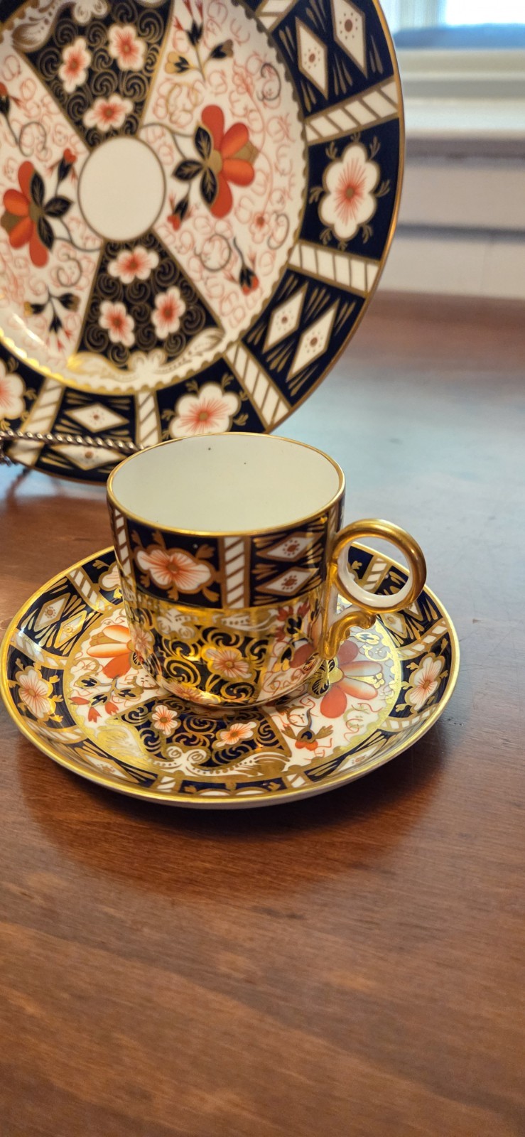 Royal Crown Derby Traditional Imari Handpainted Salad Plate Cup Saucer 3pcs