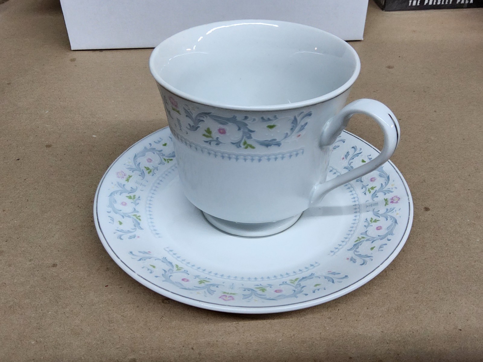 FTD Fine China Porcelain Cup and Saucer JM Pink Blue Floral