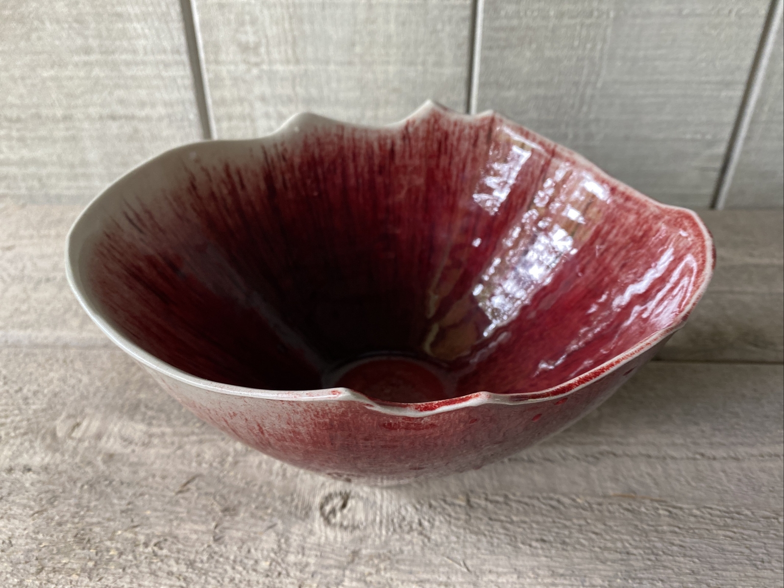 Studio Art Pottery Bowl Asymmetrical Signed Emeree