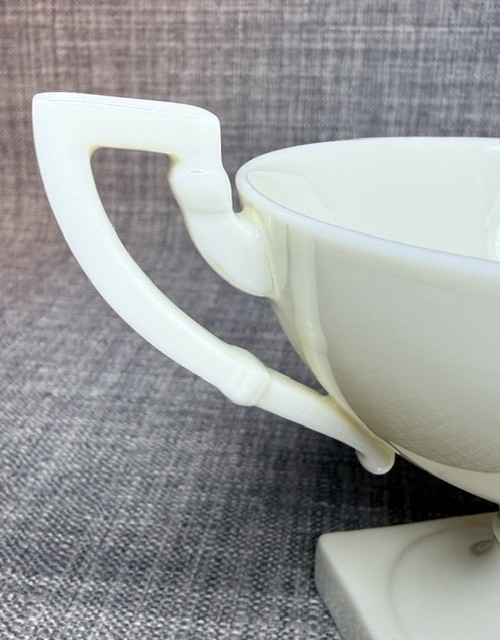 Lenox American Belleek Cup and Saucer Art Deco Style, Ivory Bone China