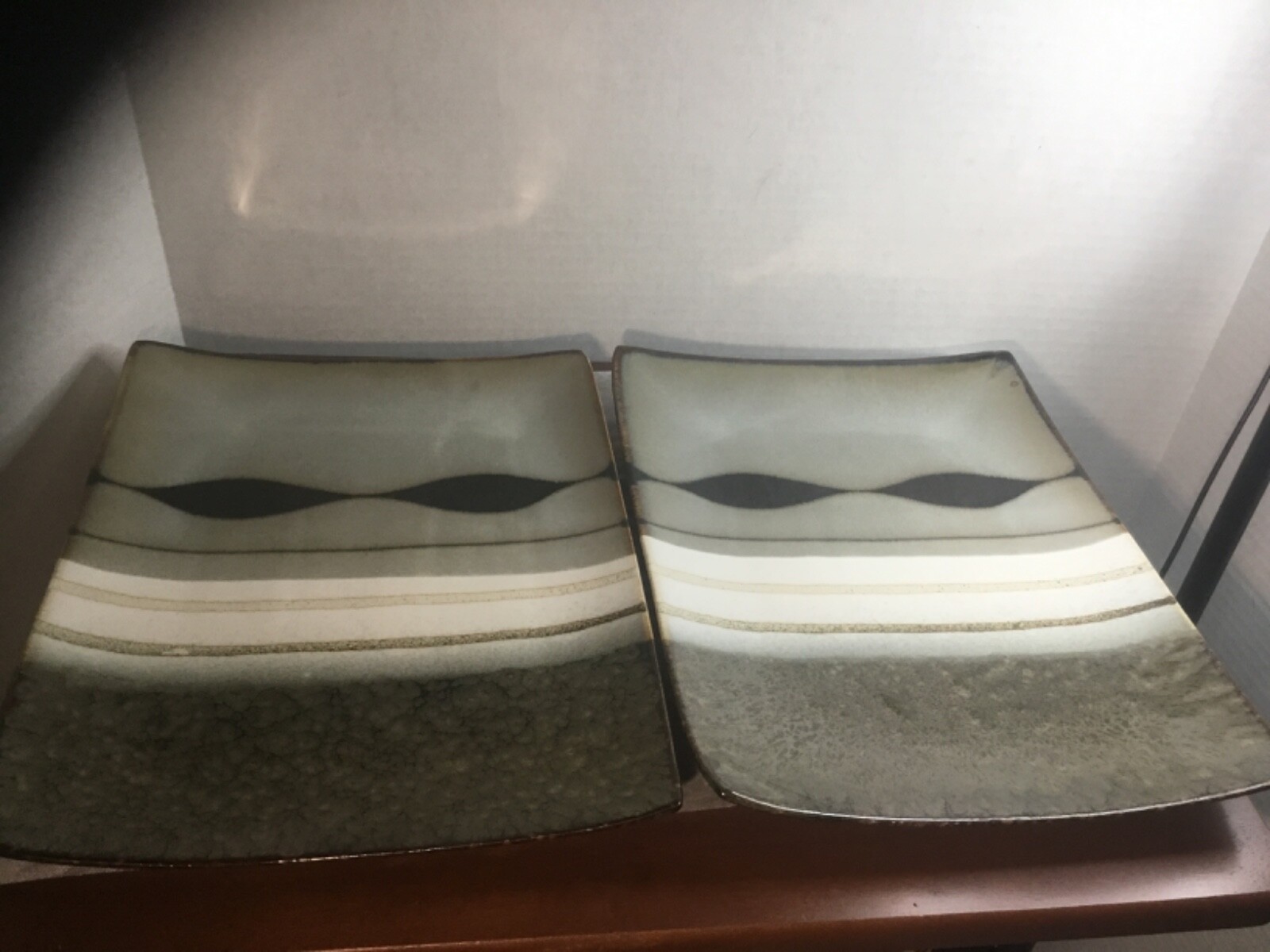 Set of 2 Sango Prelude Black 4508 Rectangular 12″x9.5″ Dinner Plates EUC