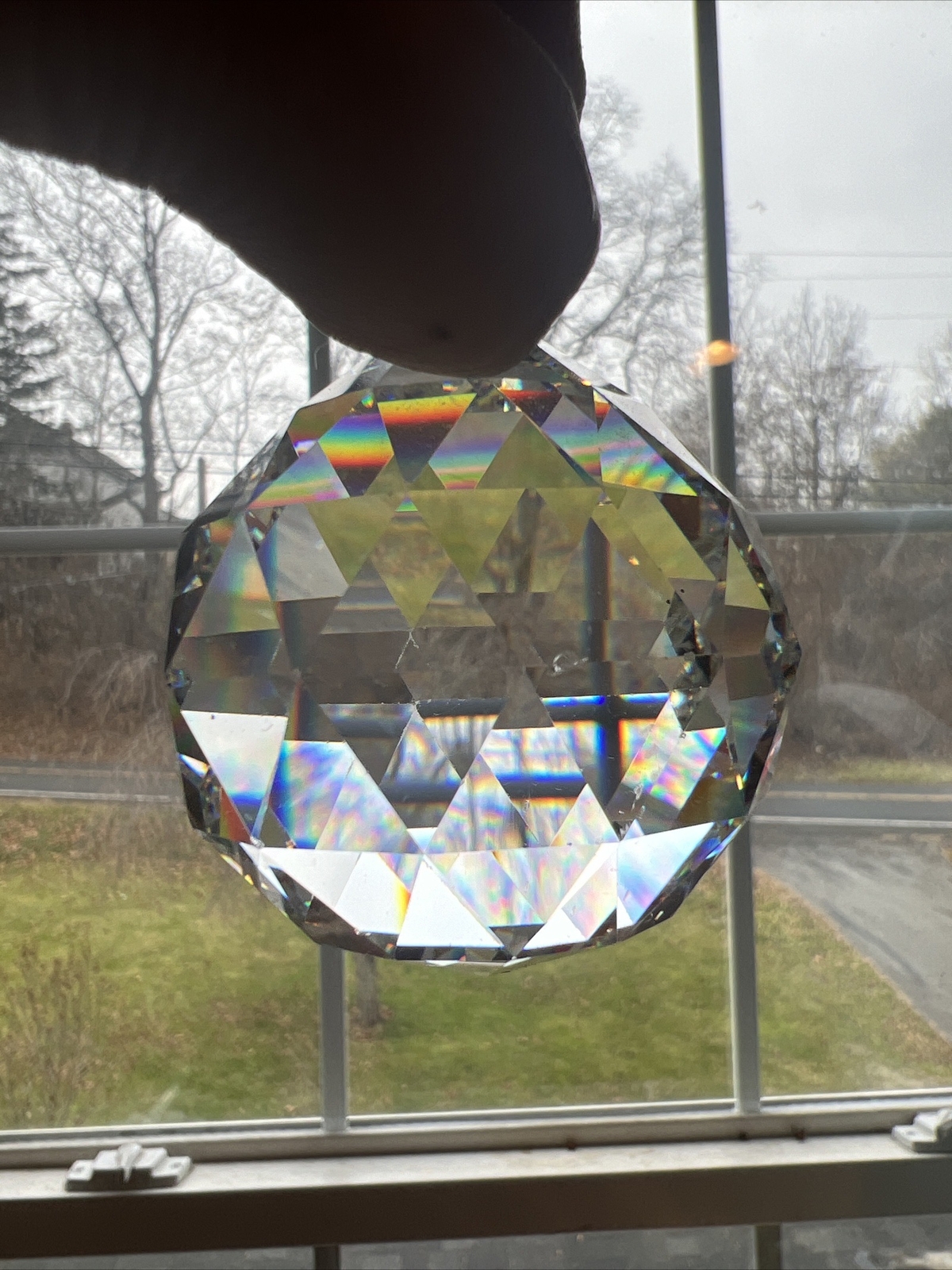 Window crystal pendant with many facets of diamond cutting process beautiful 8pc