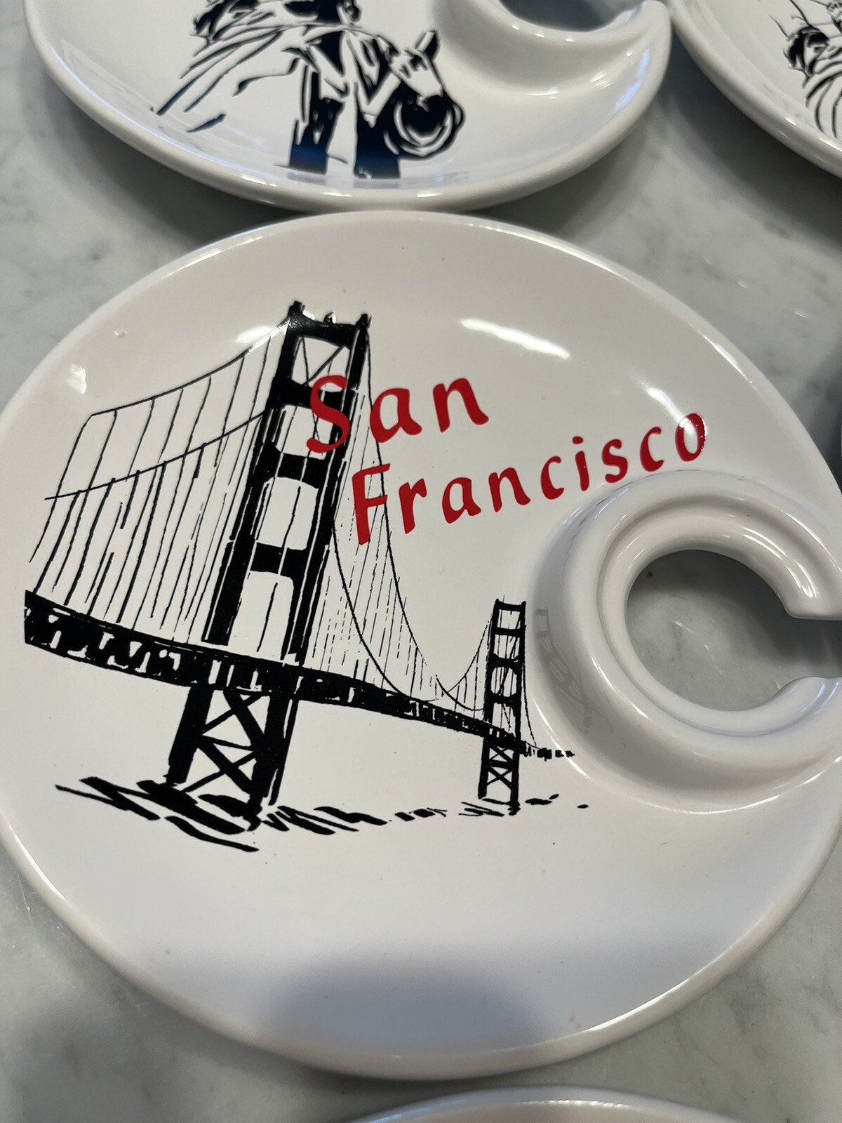 Set of 6 Double Nice Co., Ltd Hors D’oeuvres Wine Plates Nyc SF London