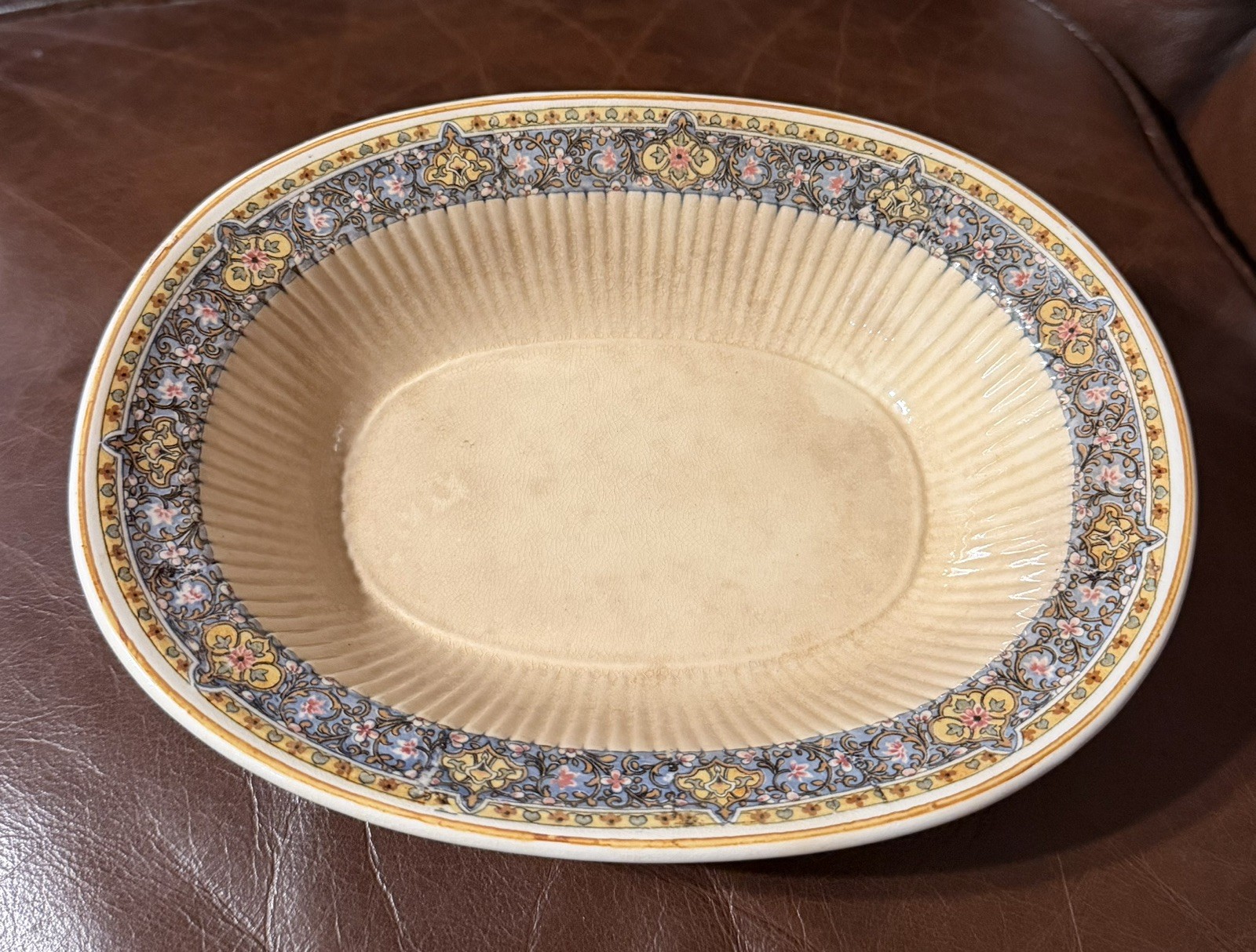 Ridgways England Orient Vegetable Dish Ceramic 9” Crackle Glaze CF Bassett 1924