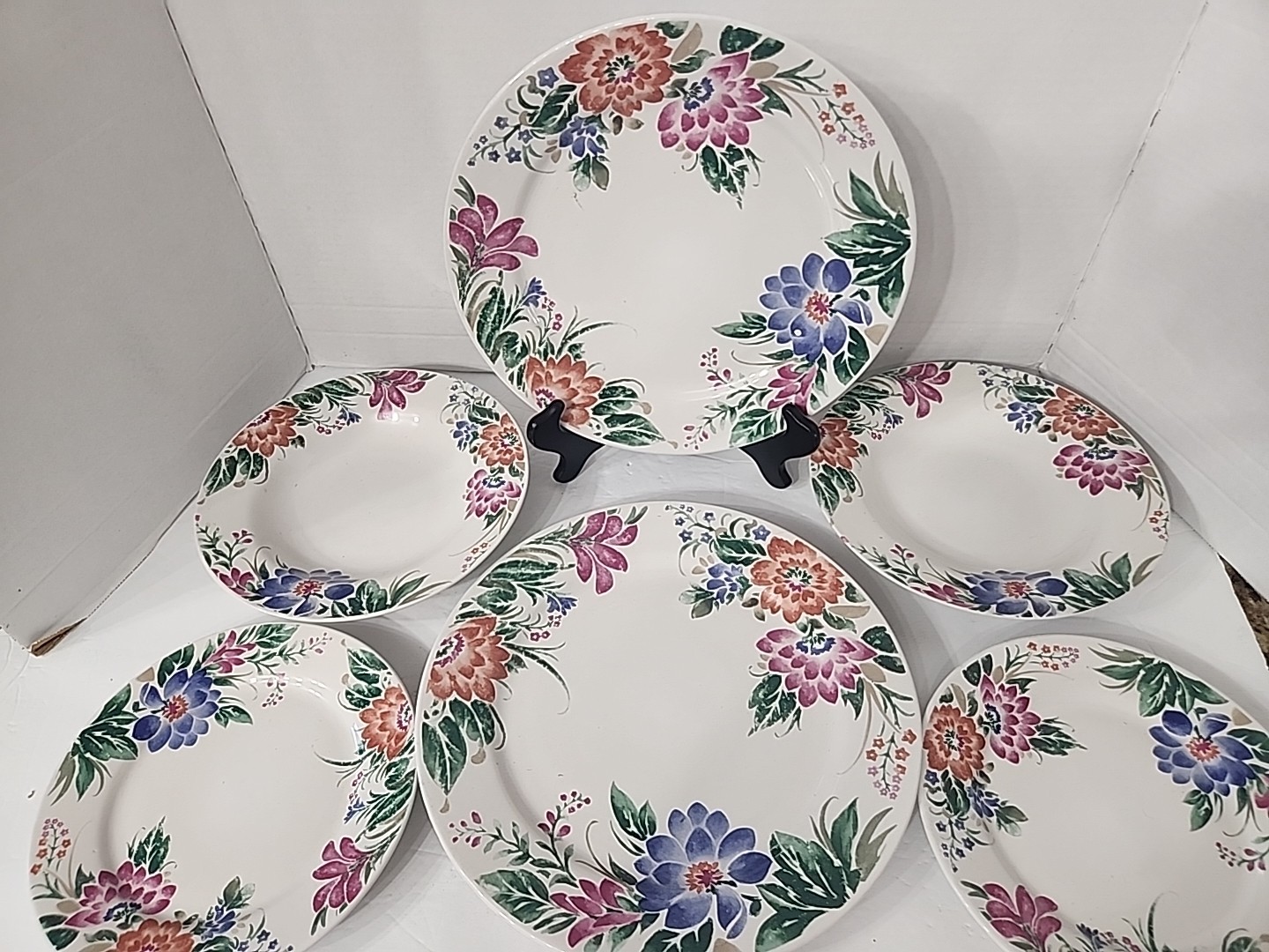 Set Of 6 Farberware Theresa #458 China Plate Salad Bowl Set Vintage