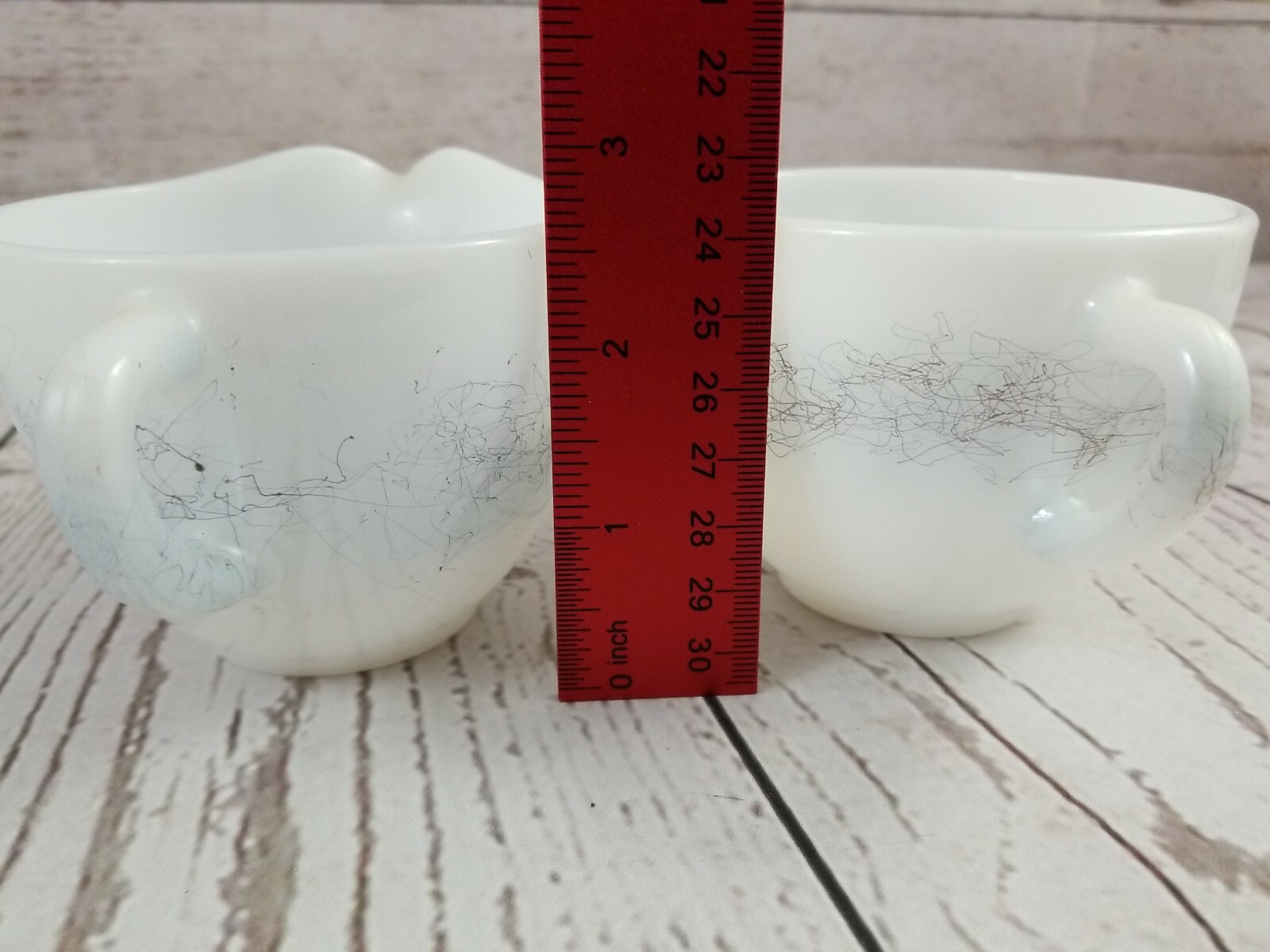 Federal Glass Creamer and Sugar Bowl Spaghetti Pattern Drizzle Retired Vintage