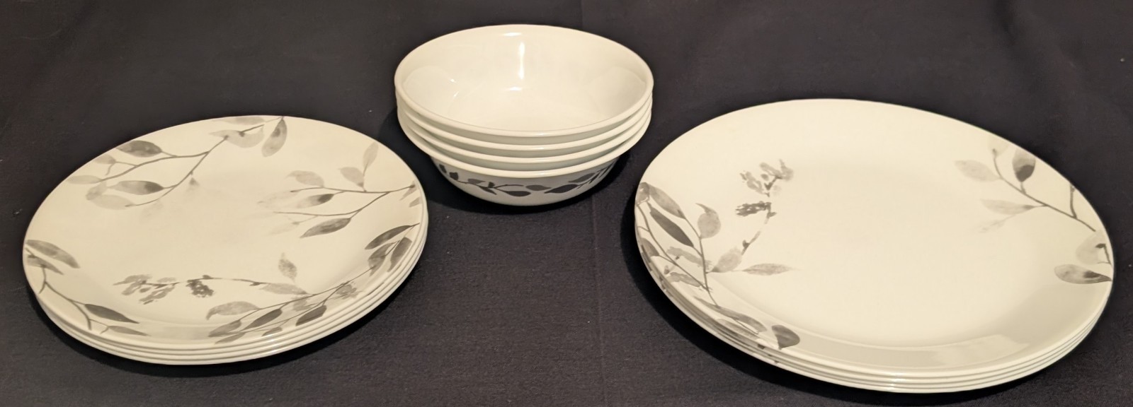 Vtg. 12 Pcs. CORELLE By Corning Boutique Misty Leaves Service For (4) Dinner Set