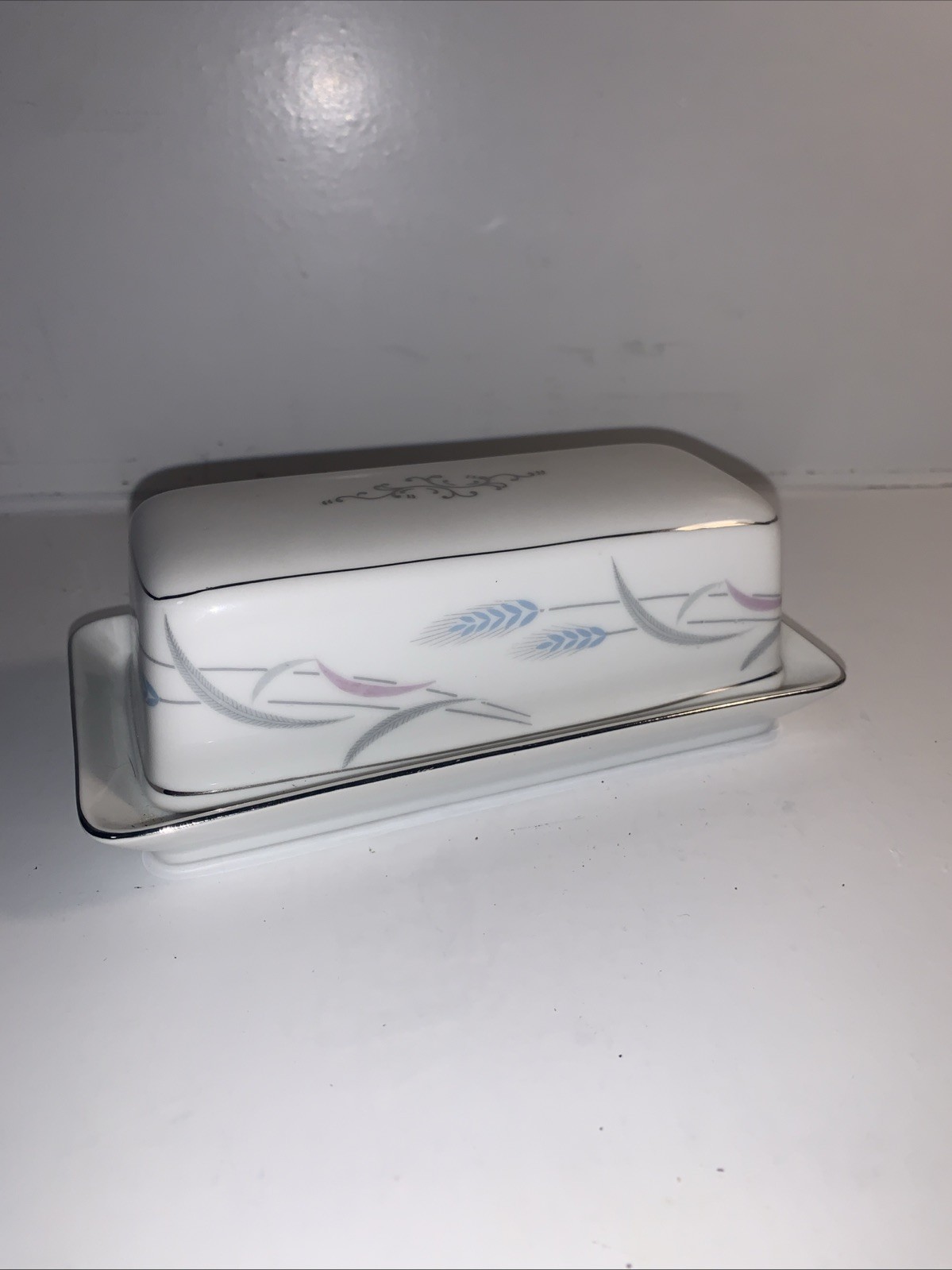 Vintage Valmont China Royal Wheat Covered Butter Dish With Lid Made In Japan