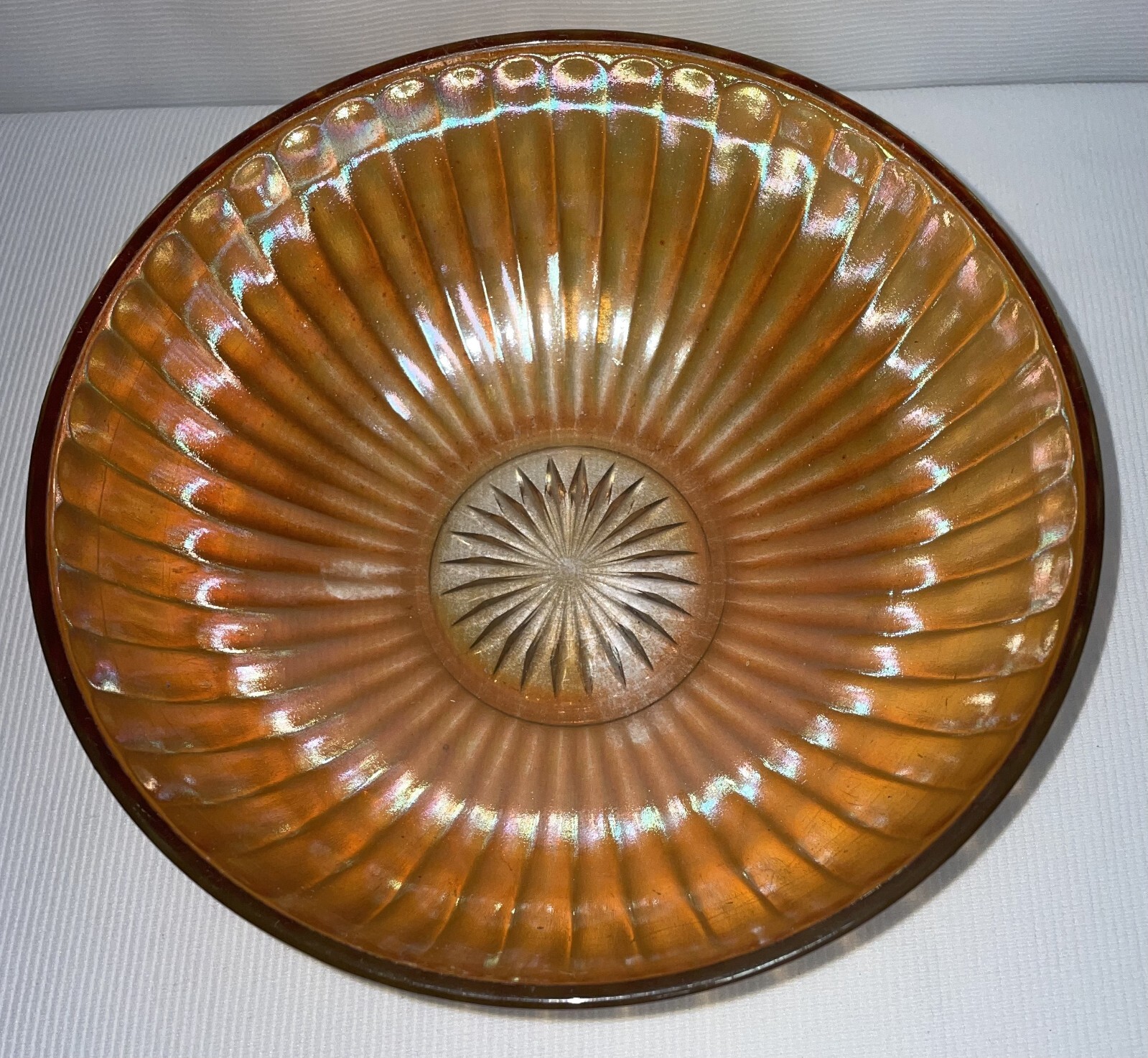 Carnival Imperial Glass Smooth Rays Marigold 3 Inches High