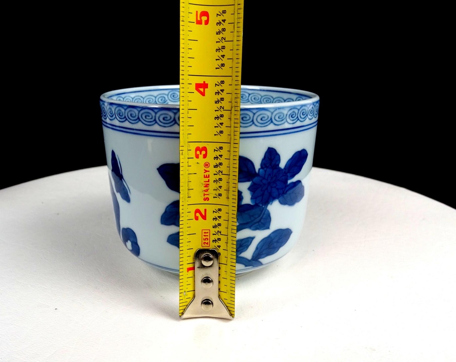 Asian Art Pottery Blue And White Butterfly And Floral 2 Piece 3 5/8″ Bowls