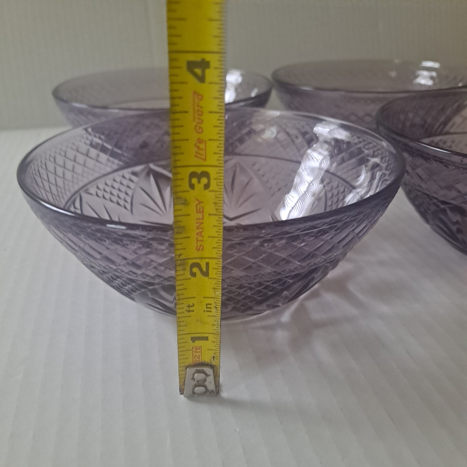 Set Of 4 – Cristal D’Arques Durand Antique Amethyst Purple 5 1/2″ Salad Bowls