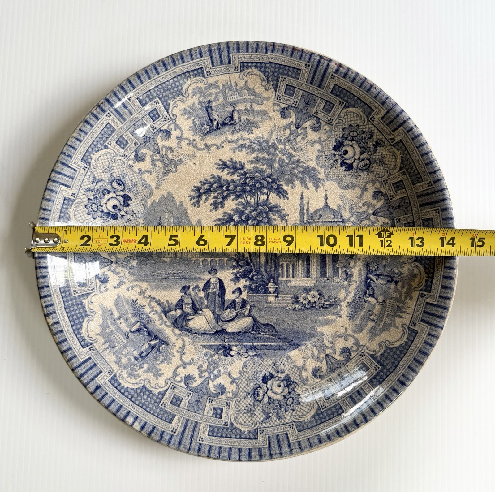Antique Ironstone RA Kidston Verreville SYRIAN Blue Transfer Platter Rice Dish