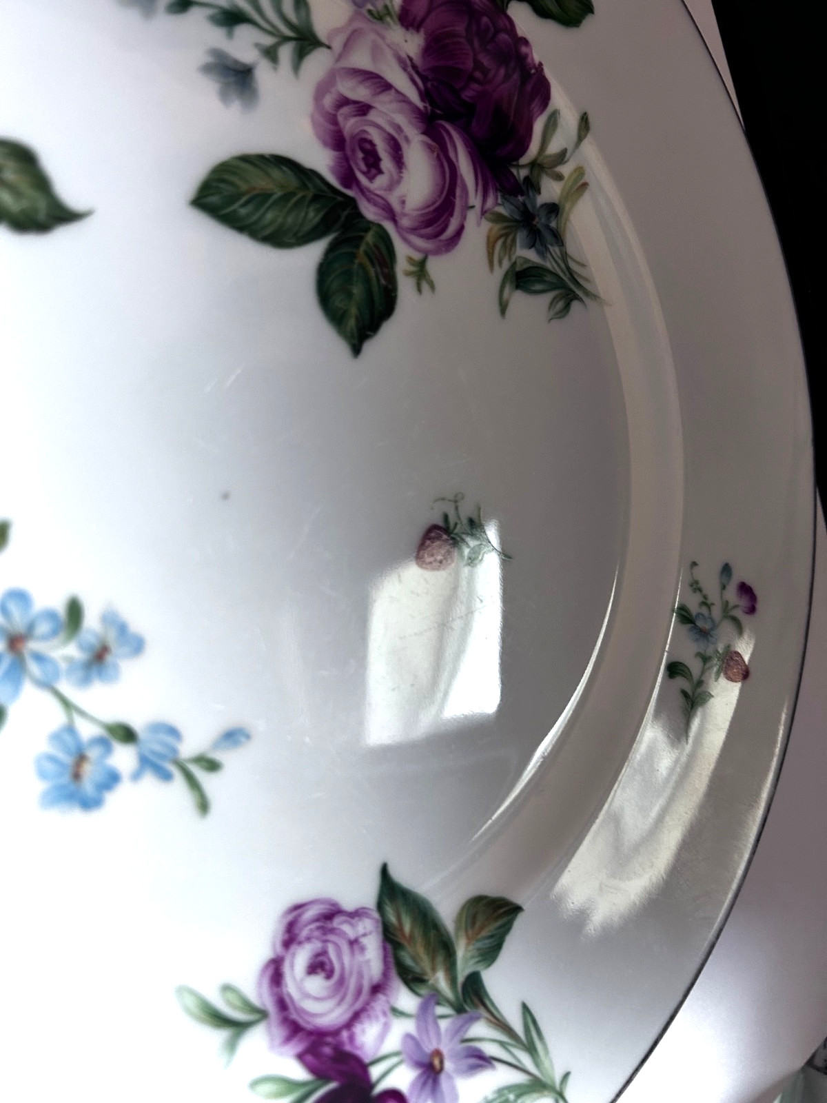 HEINRICH H & C Selb Bavaria HC205 DINNER PLATE ROSE/STRAWBERRY 10 1/8″ MINT