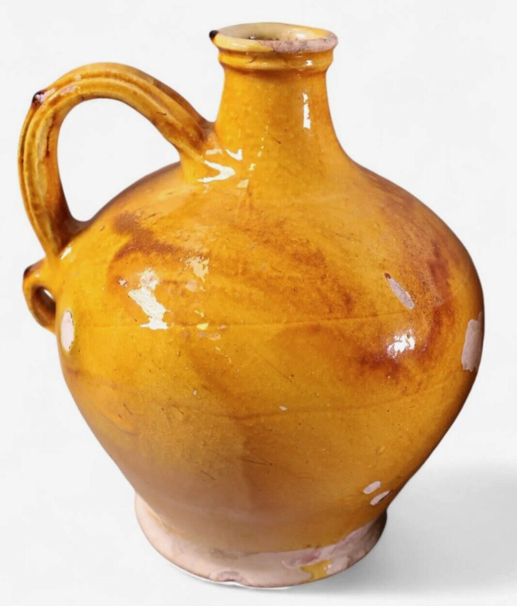 French Antique Confit Pottery Earthenware Green Glazed Pitcher CHRISTMAS SALE