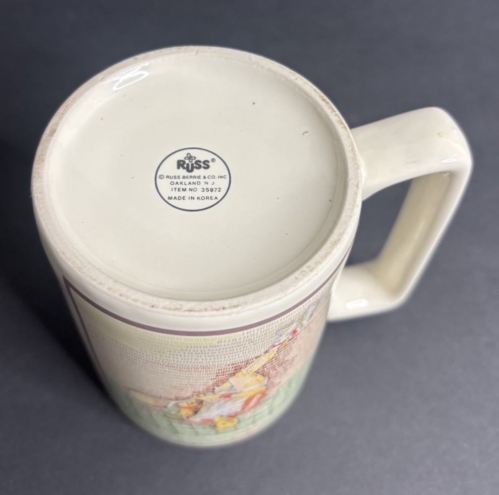 Russ Berrie Tennis Player Coffee Mug 1980s Handled Vintage 4.5″