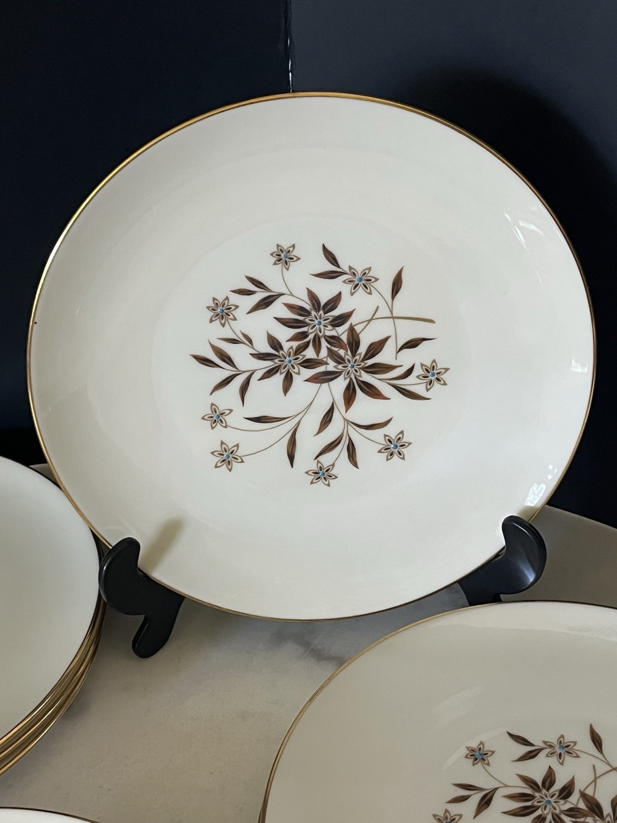 12 Lenox Starlight Salad Plate Set Vintage Flower Elegant Dining Dishes Retro