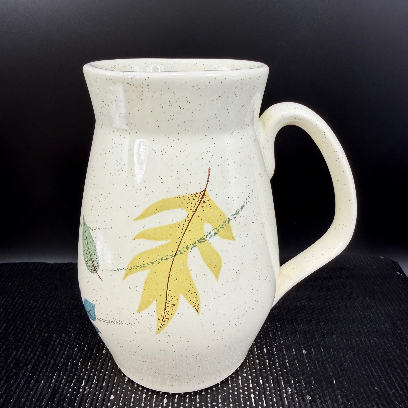 Franciscan Autumn Mug Cup Vintage Speckled Earthenware Leaves MCM California 5in