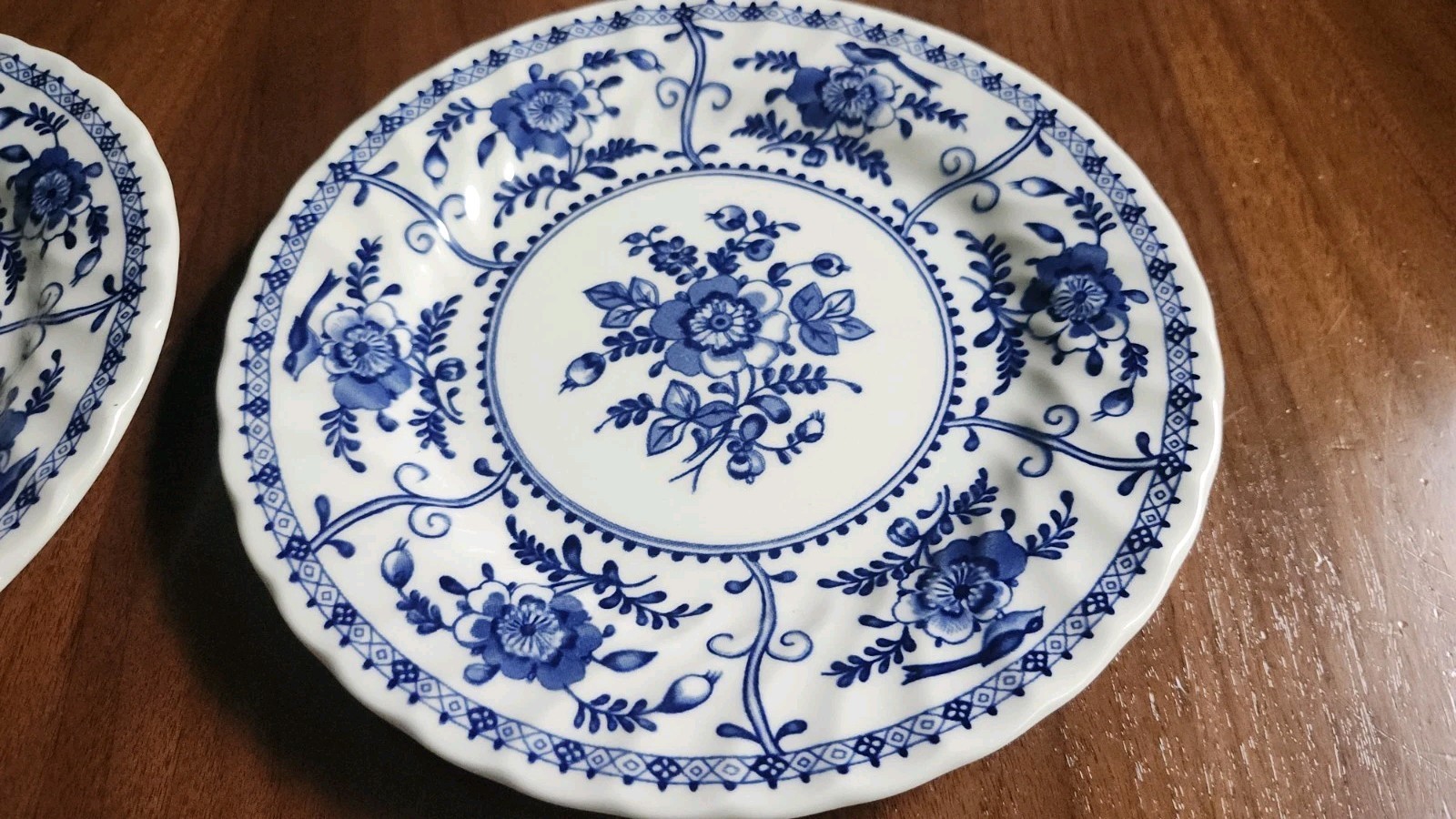 Johnson Brothers Indies Bread Plates Set of 2 6″ England Blue White Appetizer