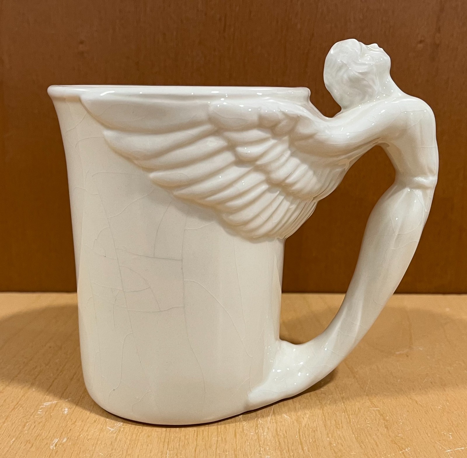 Angel Mug Set of 2 1994 McConnell Talus White Raised Design Wings