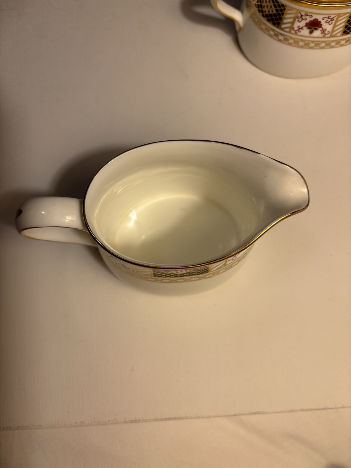 Royal Crown Derby Bordered Covered Sugar Bowl And Creamer