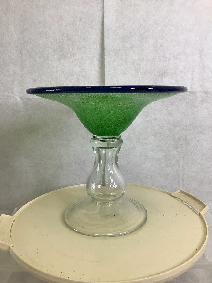 Vintage Benko Glass Pedestal Compote Bowl