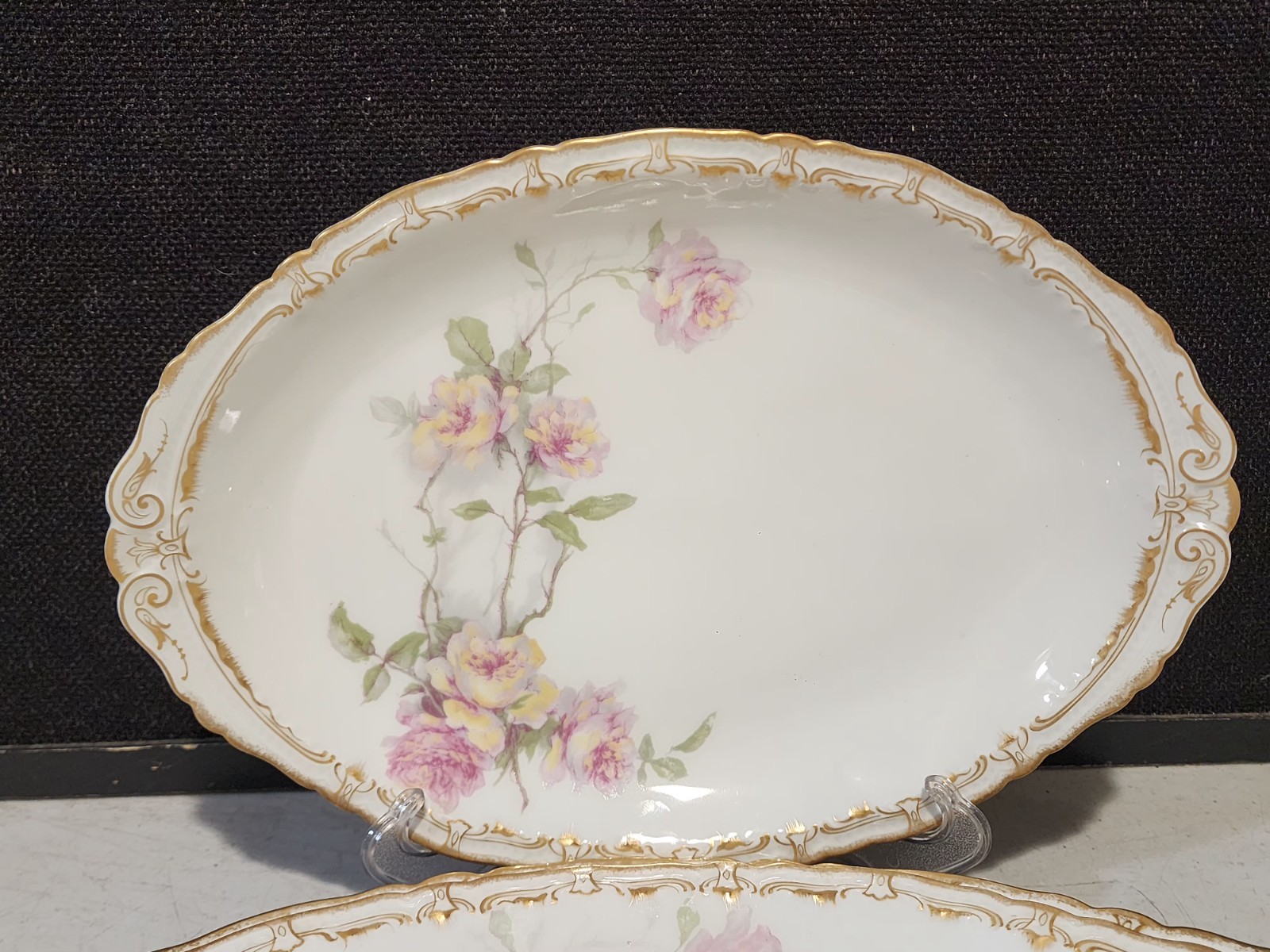 LOT OF 4- Haviland Limoges Baltimore Rose Schleiger SERVING PLATTERS 11″ – 16.5″