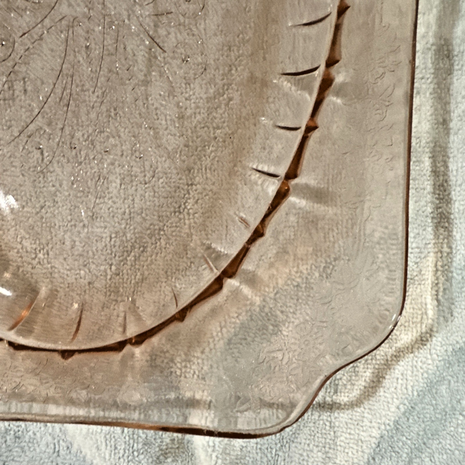 Vintage Pink Depression Glass Floral Pattern Rectangular/ Oval Platter