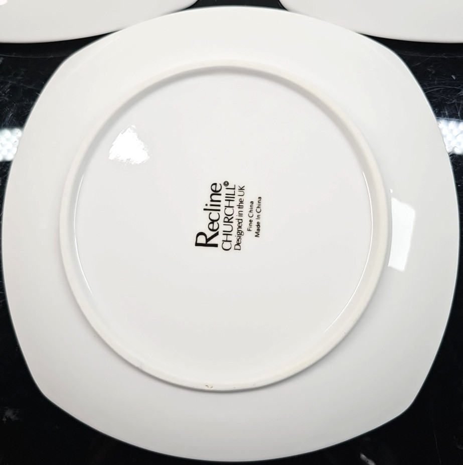 3 Churchill Recline Square Salad Plate Set White Elegant Serving Dining Dish Lot