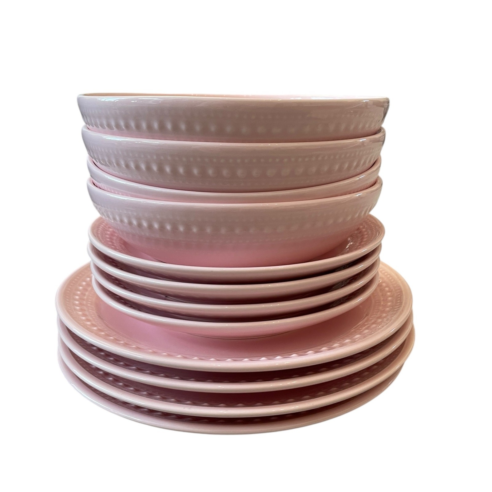 MATCERAMICA Portugal Pink Salad Plates 9in Set of 4 Ceramic NEW