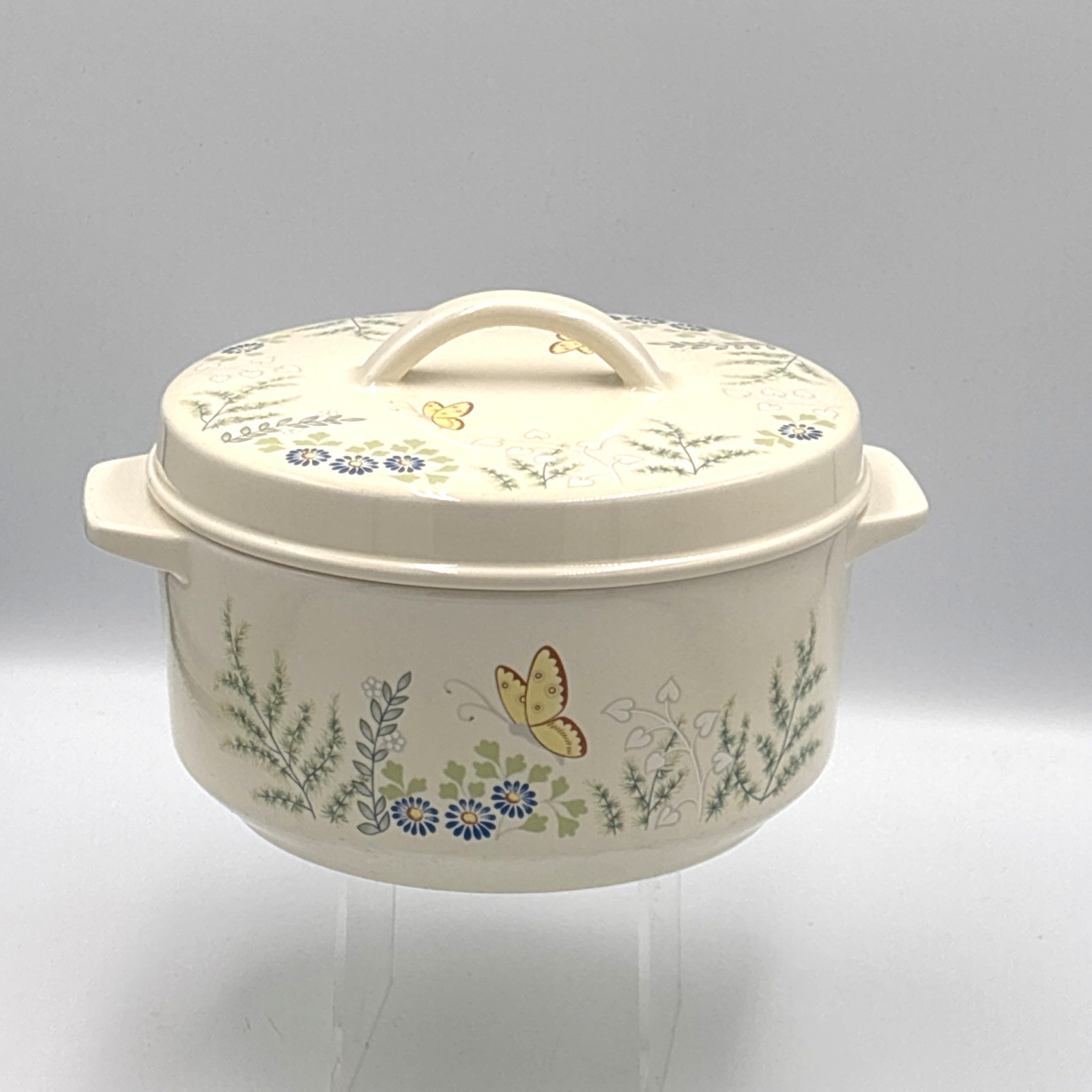Vintage Lenox Cuisine Cooking & Serving China Floral Butterfly Bowl w/LID 6.25in