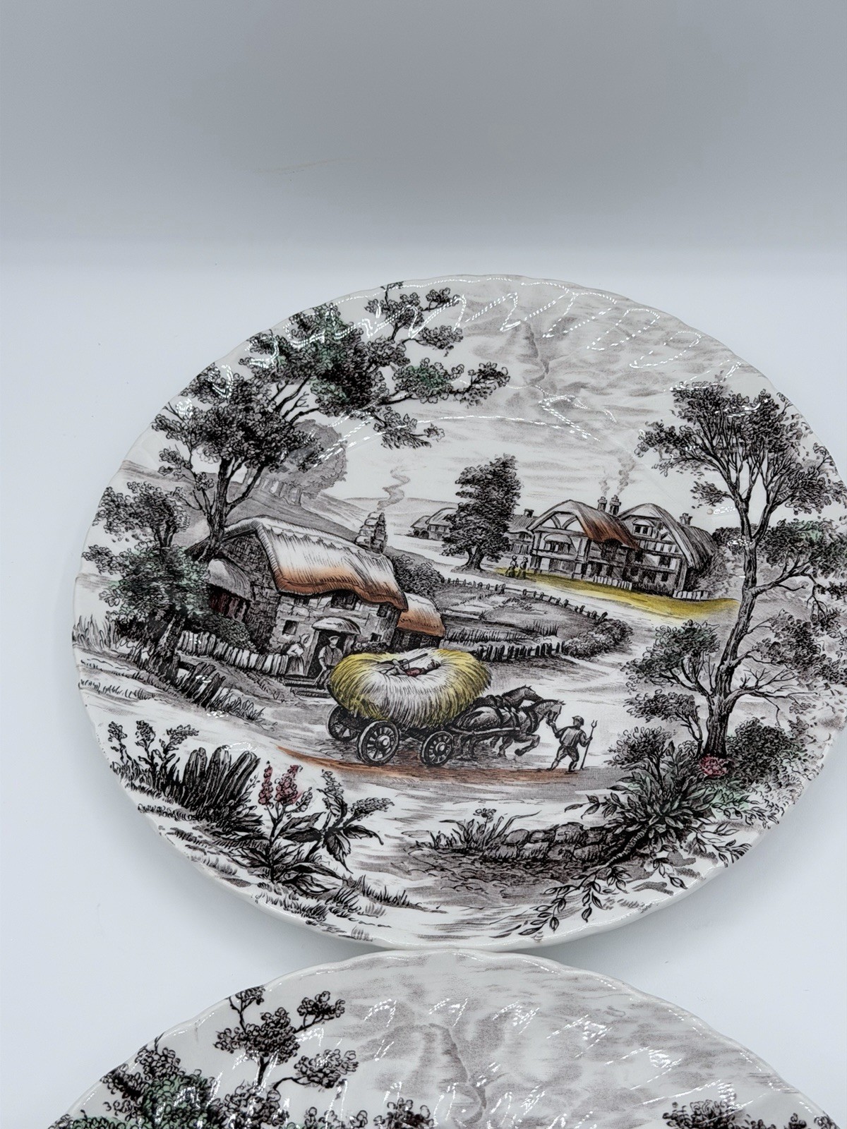 Staffordshire Ironstone Yorkshire Multicolor Dinner Plate England Set of 6