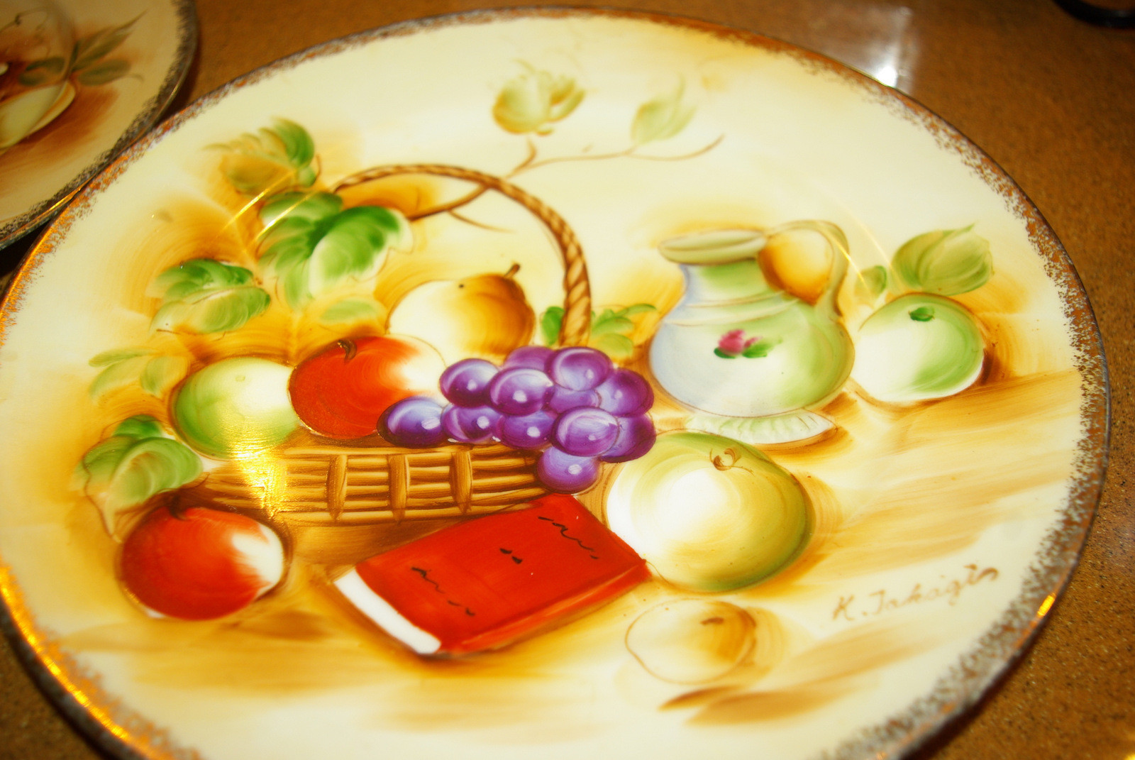 Porcelian Hand Painted Fruit Wall Decor Plates signed J Nagasaki