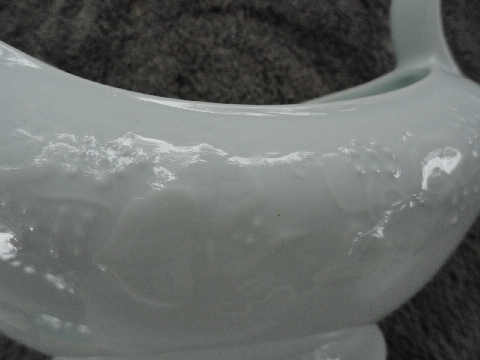 Dansk Ivy Embossed Fruit and Leaves Solid Pure All White Gravy Boat