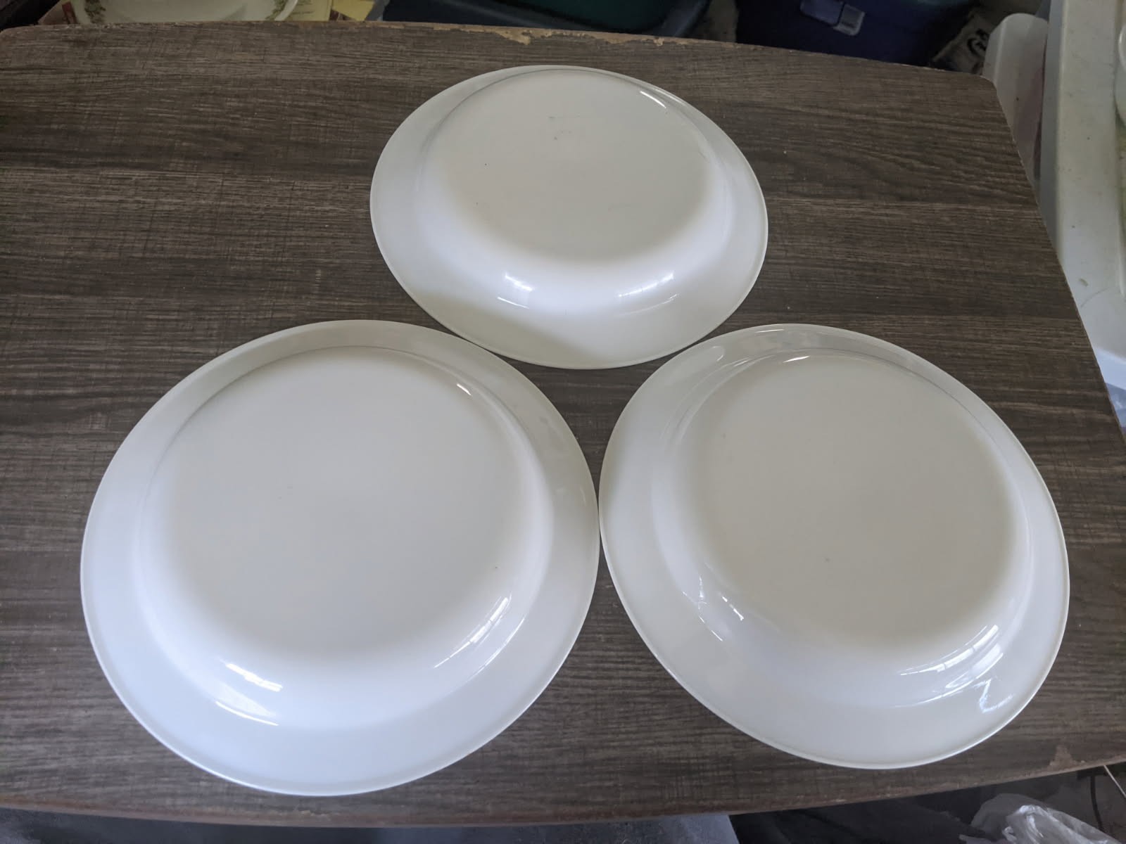 CORELLE SPRING BLOSSOM GREEN FLAT RIMMED SOUP BOWL x 3 PREOWNED PLEASE READ!!!!
