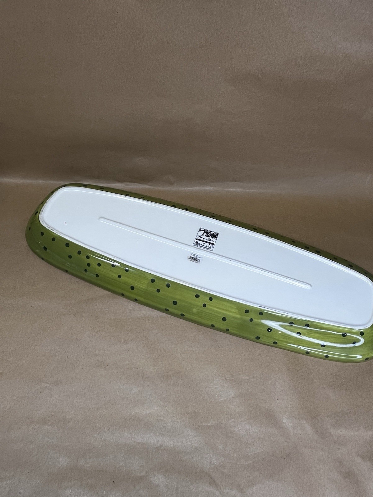 Romy & Clare Fenton Green Pear LONG BIG Rectangular Dish Platter Tray 2007 24”