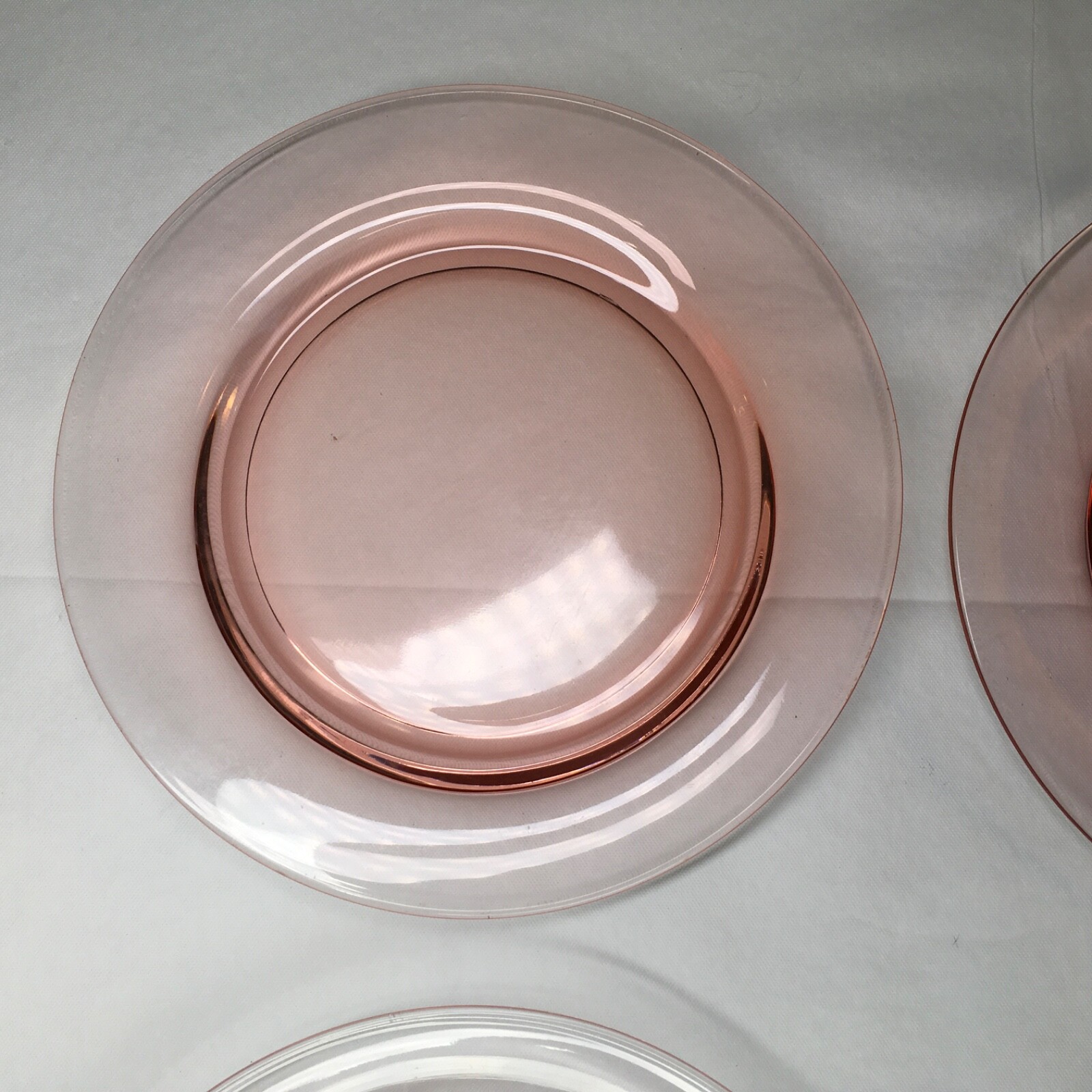 Pink Depression Glass Plates 7-3/4″ Blown Glass Salad Plates Pink Shade Varies 4
