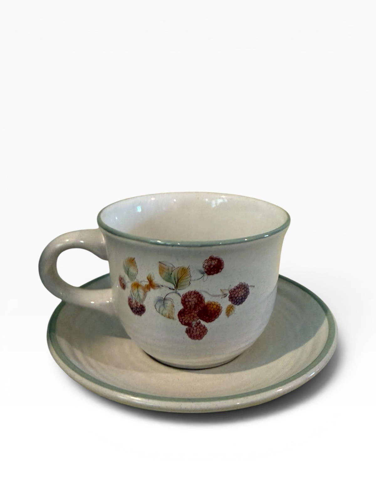 International Sweet Bounty Inddividual Cup & Saucer Set Fruit Design Stoneware